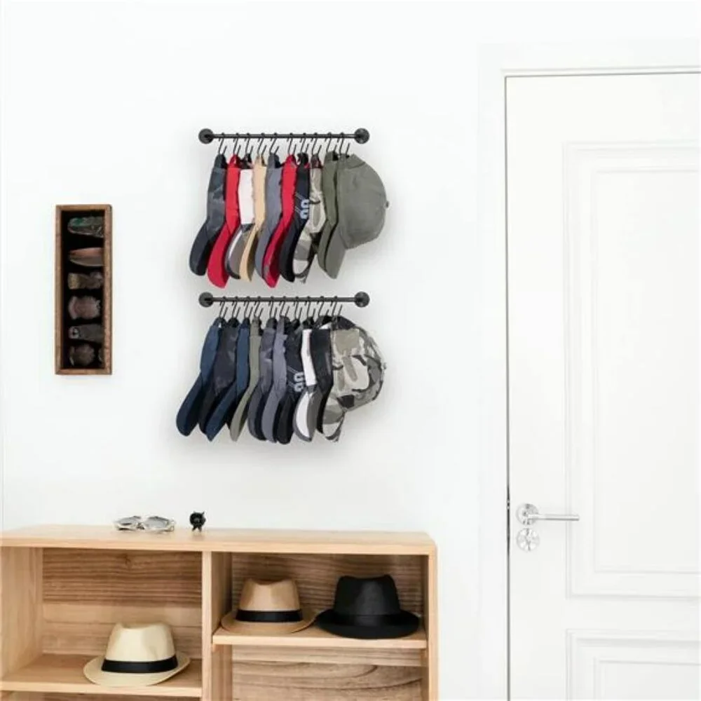 Wall Hat Rack Organizer Set with Hooks Baseball Cap Holder Closet Storage